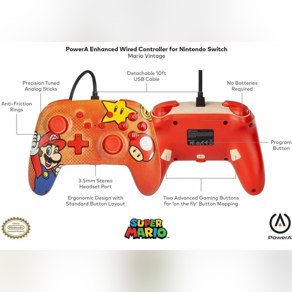 PowerA Enhanced Wired Controller for Nintendo Switch - Mario - Picture 2 of 2